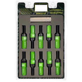 OMP SPEED JUEGO DE 20 TORNILLOS CON PROTECTOR DE ALUMINIO DE COLORES M14X1.5 LLAVE DE 17-19 LARGO 28MM CON PROTECTOR VERDE