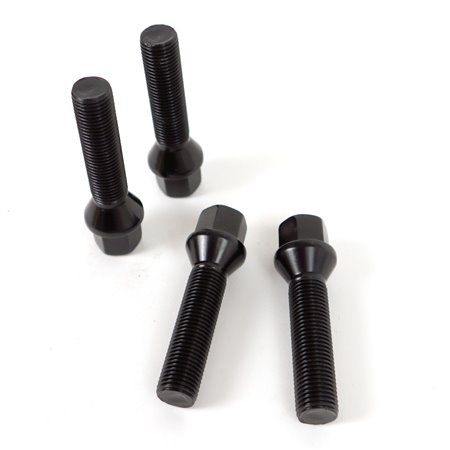 OMP SPEED JUEGO DE 4 TORNILLOS M12X1.5 CONICO LARGO 50MM LLAVE 17 COLOR NEGRO DIN 10.9
