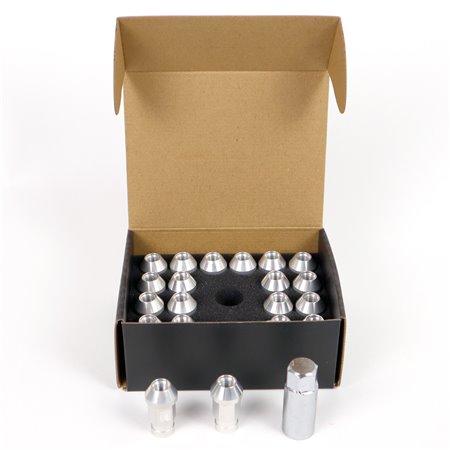 OMP SPEED JUEGO DE 20 TUERCAS DE ALUMINIO M12X1.25 LLAVE DE 19 LARGO 40MM COLOR PLATA DE ALUMINIO 7075
