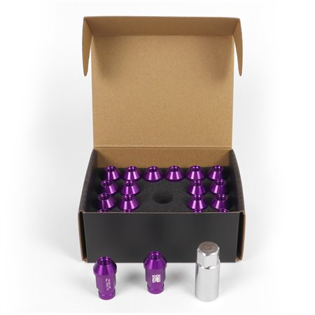OMP SPEED JUEGO DE 20 TUERCAS DE ALUMINIO M12X1.25 LLAVE DE 19 LARGO 40MM COLOR MORADO DE ALUMINIO 7075