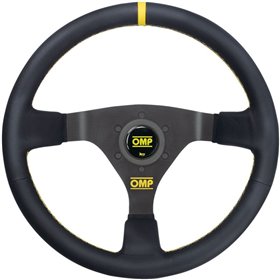 VOLANTE OMP WRC PIEL 350MM NEGRO - DETALLE AMARILLO