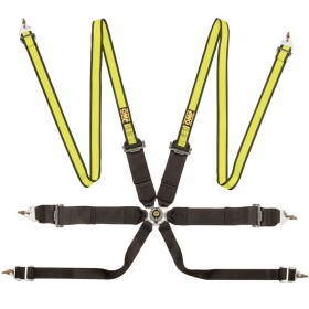 ARNES OMP 6 PUNTOS FIRST 3+2" PULL UP FIA 8853-2016 NEGRO / AMARILLO FLUO