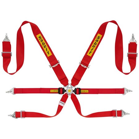 ARNES RALLY 6 PUNTOS ACERO 3"+2" FIA8853-2016 ROJO