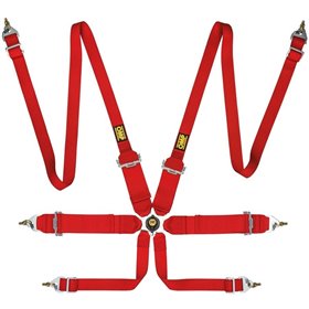 ARNES OMP 6 PUNTOS FIRST 3+2" PULL UP FIA 8853-2016 ROJO