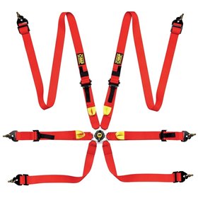 ARNES OMP 6 PUNTOS FIRST 2" FIA 8853-2016 PULL UP - ACERO AJUSTABLE ROJO