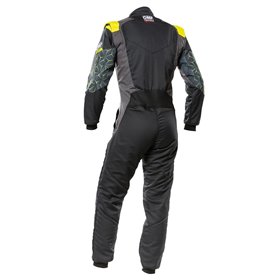 TRAJE DE CARRERAS TECNICA HYBRID FIA 8856-2018 NEGRO / AMARILLO FLUO TALLA 50