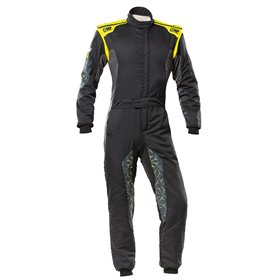 TRAJE DE CARRERAS TECNICA HYBRID FIA 8856-2018 NEGRO / AMARILLO FLUO TALLA 58