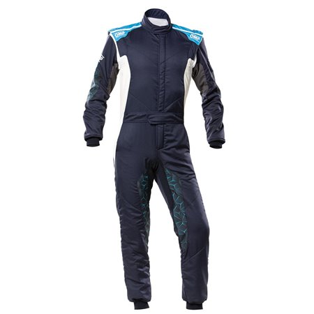 TRAJE DE CARRERAS TECNICA HYBRID FIA 8856-2018 AZUL MARINO / CIAN TALLA 46