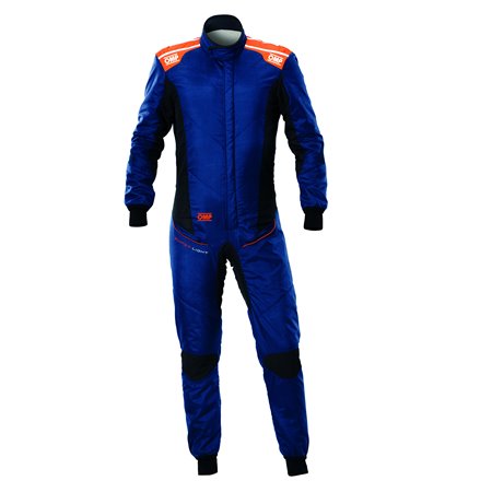 TRAJE DE CARRERAS OMP TECNICA SUPER LIGHT FIA 8856-2018 NAVY AZUL / FLUO NARANJA TALLA 52