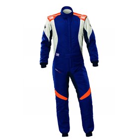 TRAJE DE CARRERAS OMP FIRST EVO MY2025 FIA 8856-2018 NAVY AZUL / FLUO NARANJA TALLA 42