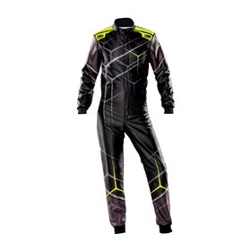 TRAJE DE CARRERAS KS ART KART (PARA NIÑOS) NEGRO / AMARILLO FLUO TALLA 120 (NIÑOS)