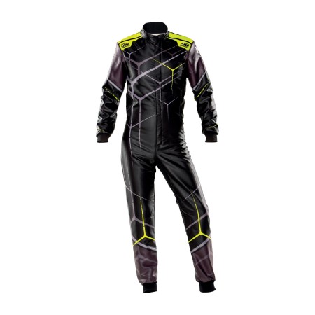 TRAJE DE CARRERAS KS ART KART (PARA NIÑOS) NEGRO / AMARILLO FLUO TALLA 120 (NIÑOS)