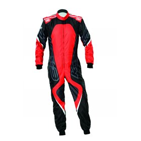 TRAJE DE CARRERAS KARTING OMP KS-3X ART  FIA 8877-2022 (NIÑO) NEGRO / ROJO TALLA 120