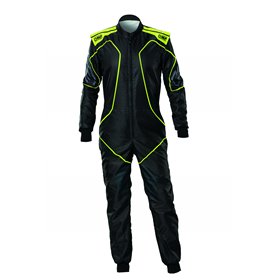 TRAJE DE CARRERAS KARTING OMP KS-3X ART STYLE 2 FIA 8877-2022 (ADULTO) NEGRO/AMARILLO FLUOR TALLA 44