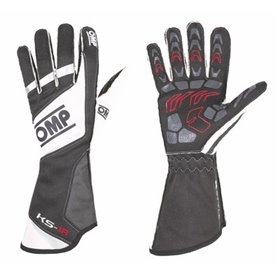GUANTES OMP KS-1R  NEGRO/BLANCO/PLATA TALLA L