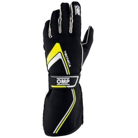 GUANTES OMP TECNICA FIA 8856-2018 NEGRO / AMARILLO FLUO TALLA XS