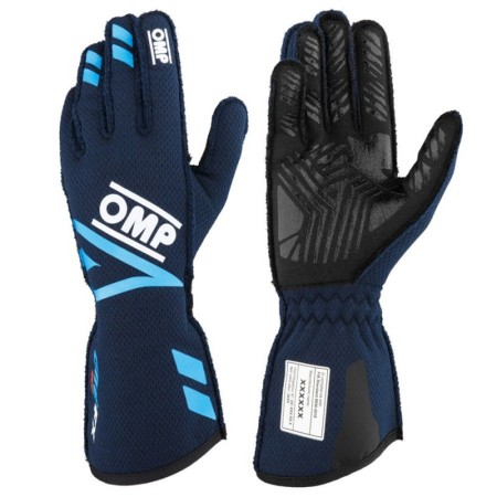 GUANTES OMP ONE EVO FX FIA 8856-2018 AZUL MARINO/CIAN TALLA XS