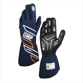 GUANTES OMP ONE-S MY2025 FIA 8856-2018 NAVY AZUL / FLUO NARANJA TALLA L