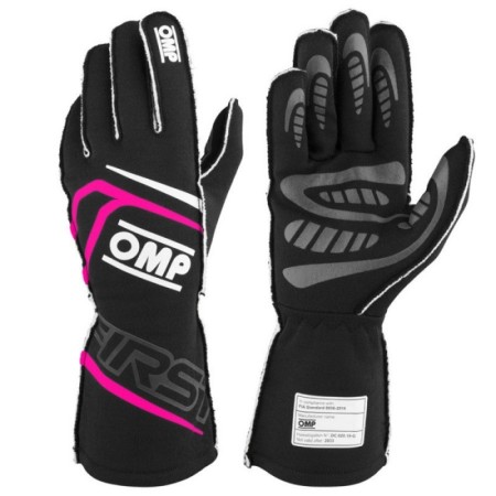 GUANTES OMP FIRST FIA 8856-2018 MY2025 NEGRO / FUCSIA TALLA L