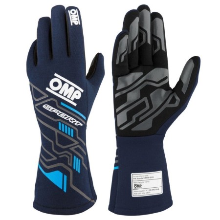 GUANTES OMP SPORT FIA 8856-2018 MY2025 NAVY AZUL / CYAN TALLA S