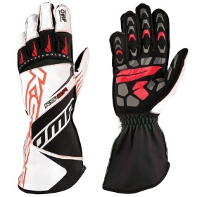 GUANTES OMP KART KS-2R BLANCO/NEGRO/ROJO TALLA L