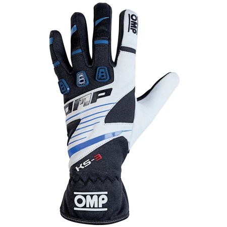 GUANTES OMP KART KS-3 NEGRO/AZUL/BLANCO (GUANTES) TALLA 4 (NIÑOS)
