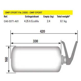 OMP SPORT SISTEMA DE EXTINCION ACTIVACION MECANICA. 4.25 LT. BOTELLA DE ACERO (SIST. COMPLETO)