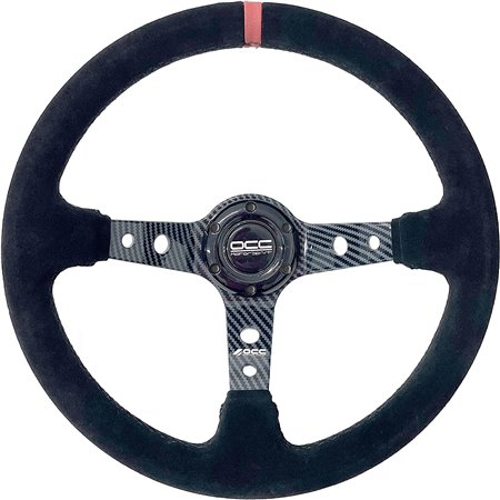 VOLANTE DESPLAZADO MOD. TRACK PIEL VUELTA BRAZOS CARBON LOOK OCC MOTORSPORT