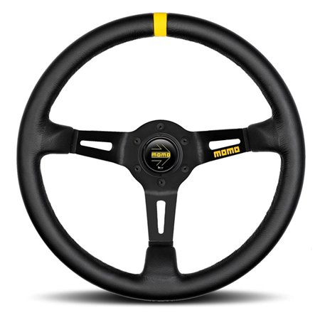 VOLANTE MOMO 350 MM PIEL NEGRA MOD.08