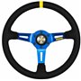 VOLANTE MOMO 350 MM ALCANTARA NEGRO Y AZUL MOD.08