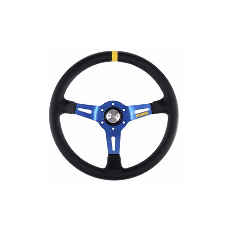 VOLANTE MOMO 350 MM PIEL VUELTA NEGRO Y AZUL MOD.03