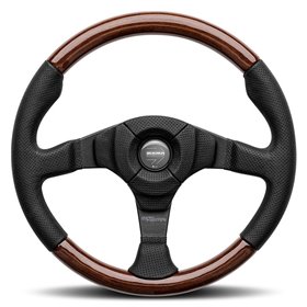 VOLANTE MOMO DARK FIGHTER 350 MM MADERA Y PIEL