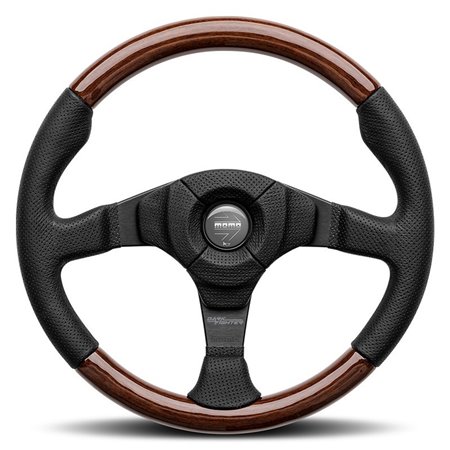 VOLANTE MOMO DARK FIGHTER 350 MM MADERA Y PIEL