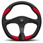 VOLANTE MOMO QUARK 350 MM PIEL NEGRO Y ROJO