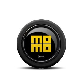 PACK 10 PULSADOR MOMO HERITAGE LOGO BRILLANTE NEGRO AMARILLO 2CC R