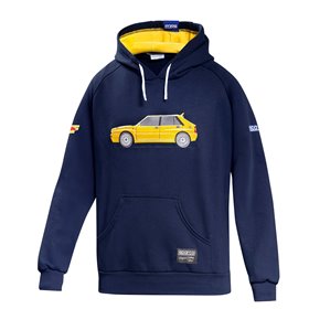 SUDADERA CON CAPUCHA SPARCO AZUL LANCIA HF DELTA AMARILLO  TALLA XS