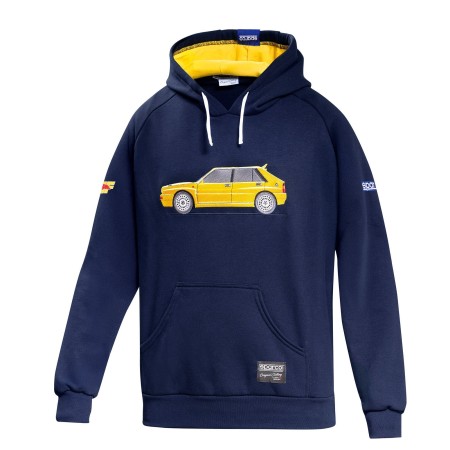 SUDADERA CON CAPUCHA SPARCO AZUL LANCIA HF DELTA AMARILLO  TALLA XXL