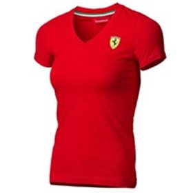 CAMISETA FERRARI WOMEN V-NECK TEE TALLA L L COLOR 01 ROJO