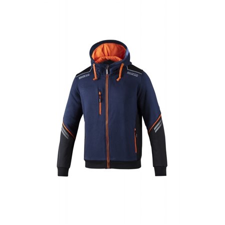 SUDADERA SPARCO CON CREMALLERA TALLA XS AZUL MARINO/NARANJA