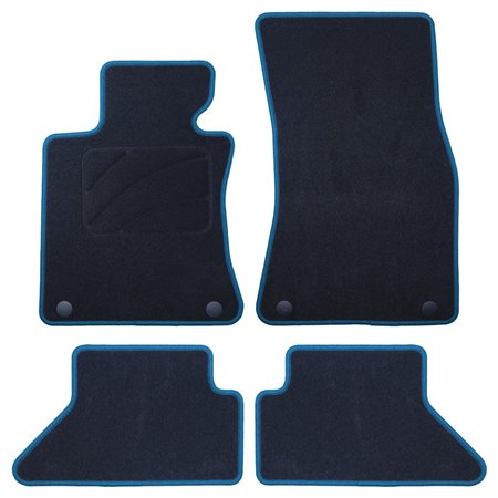 ALFOMBRA A MEDIDA BMW E63 SERIE 6 COUPE (2003-2011) 5PZ RIBETE AZUL