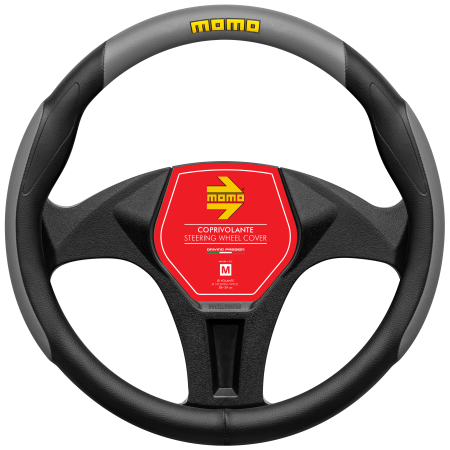 FUNDA DE VOLANTE ERGONOMICA MOMO NEGRA Y GRIS