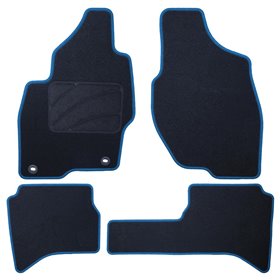 ALFOMBRA A MEDIDA MITSUBISHI MONTERO-PAJERO IO LARGO (1998-2006) 5PZ Y C/P RIBETE AZUL