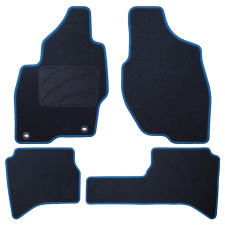 ALFOMBRA A MEDIDA MITSUBISHI MONTERO-PAJERO IO LARGO (1998-2006) 5PZ Y C/P RIBETE AZUL