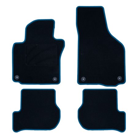 ALFOMBRA A MEDIDA VOLKSWAGEN GOLF VI (2008-2012) 5PZ RIBETE AZUL