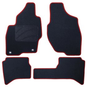 ALFOMBRA A MEDIDA MITSUBISHI MONTERO-PAJERO IO LARGO (1998-2006) 5PZ Y C/P RIBETE ROJO