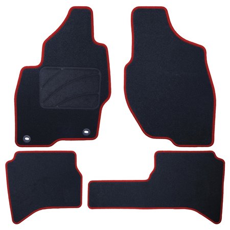 ALFOMBRA A MEDIDA MITSUBISHI MONTERO-PAJERO IO LARGO (1998-2006) 5PZ Y C/P RIBETE ROJO