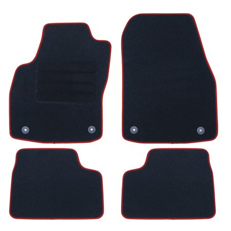 ALFOMBRA A MEDIDA OPEL ASTRA J FAMILIAR, 3 Y 5 PUERTAS (2009-2015) 5PZ RIBETE ROJO