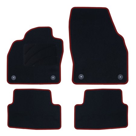 ALFOMBRA A MEDIDA VOLKSWAGEN POLO AW (2017) 5PZ RIBETE ROJO