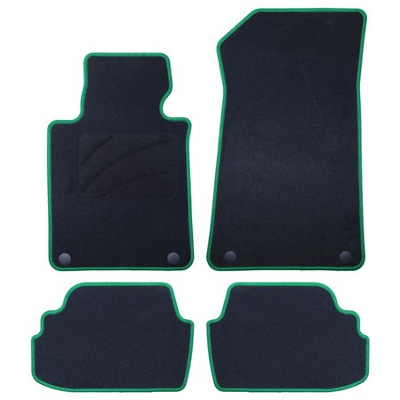ALFOMBRA A MEDIDA BMW E82 SERIE 1 COUPE (2007-2013) 5PZ RIBETE VERDE
