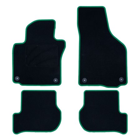 ALFOMBRA A MEDIDA VOLKSWAGEN GOLF VI (2008-2012) 5PZ RIBETE VERDE